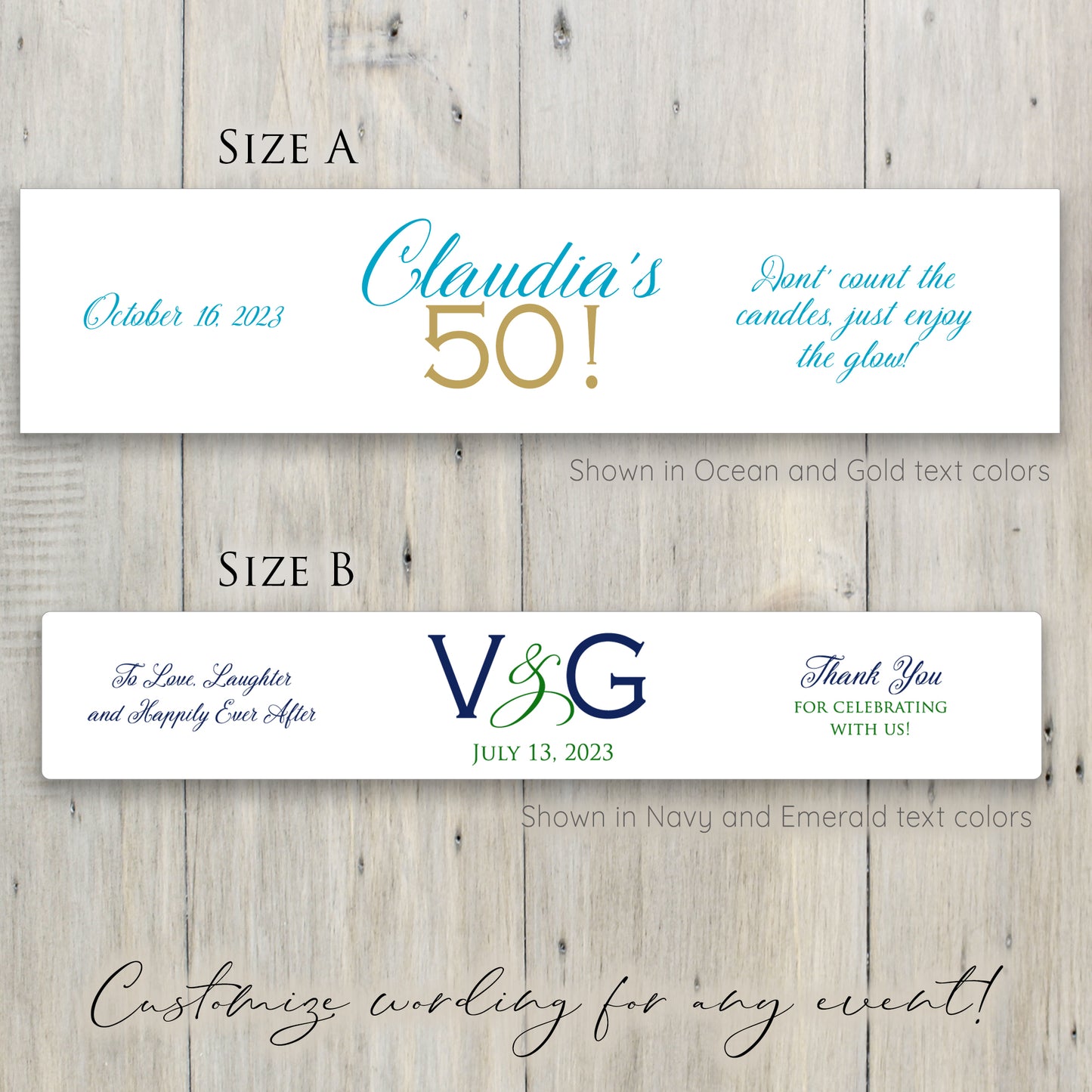 Printed Personalized Water Bottle Labels / Design Name - GE20