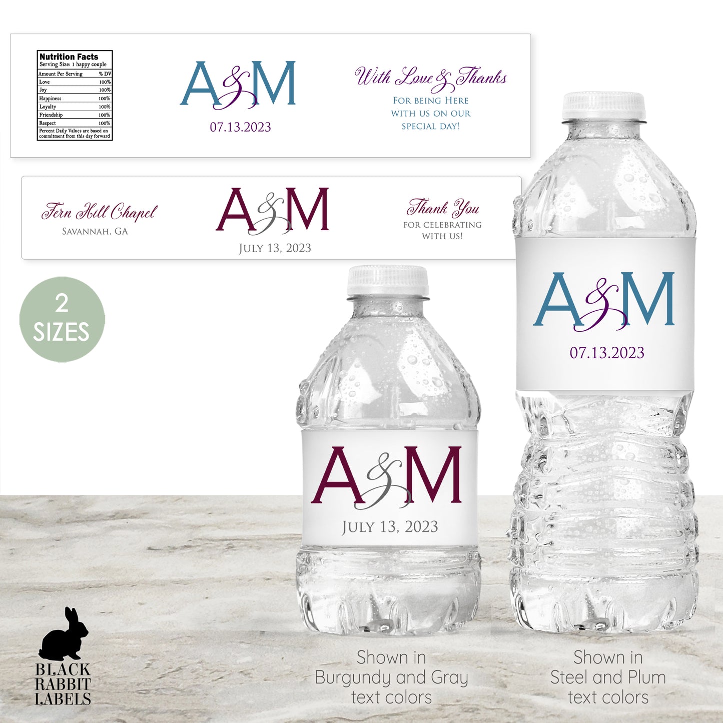 Printed Personalized Water Bottle Labels / Design Name - GE20