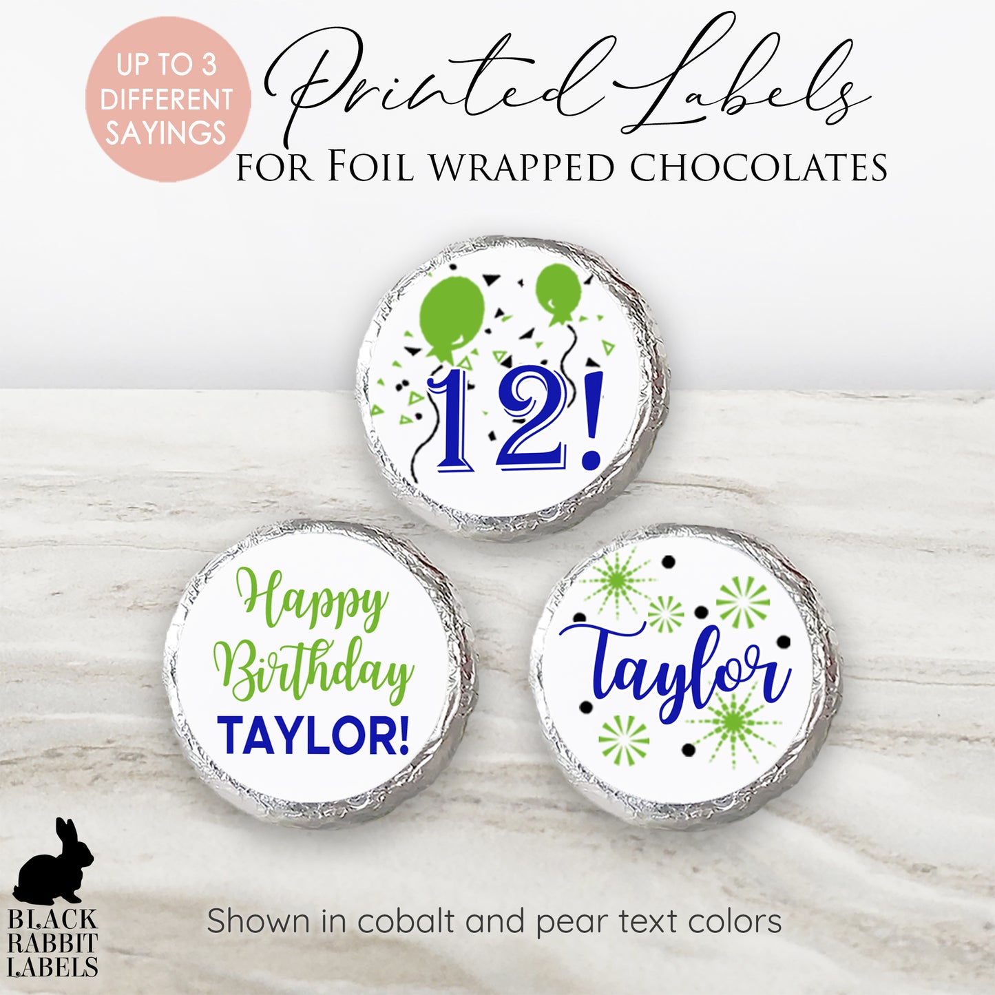 Printed Chocolate Kiss Stickers / Balloons and Confetti - BK21