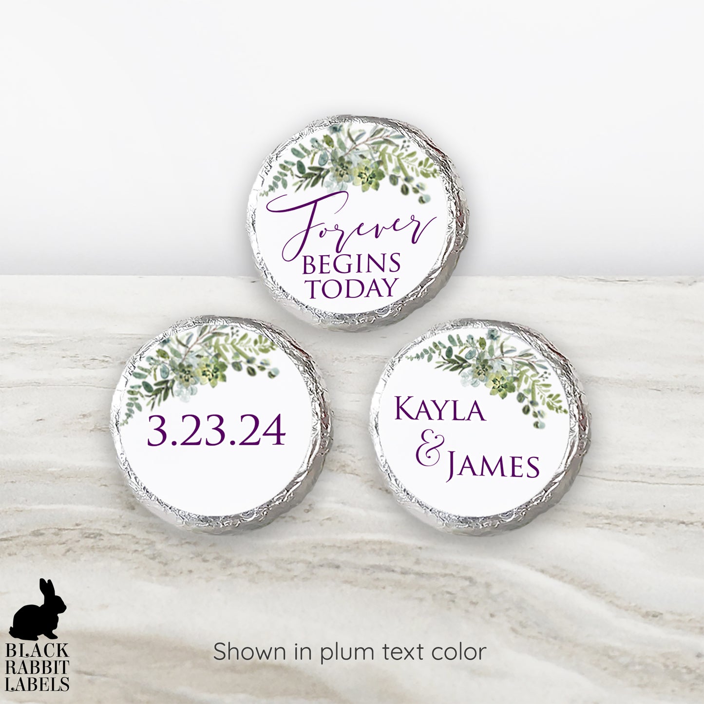 Printed Chocolate Kiss Stickers / Green Leaf Bouquet - GE20