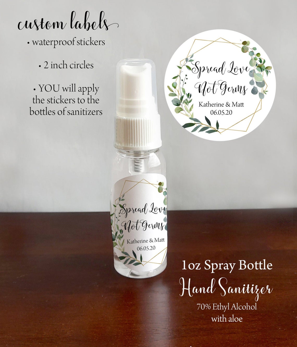 Liquid Spray Hand Sanitizer with customized label / GG18