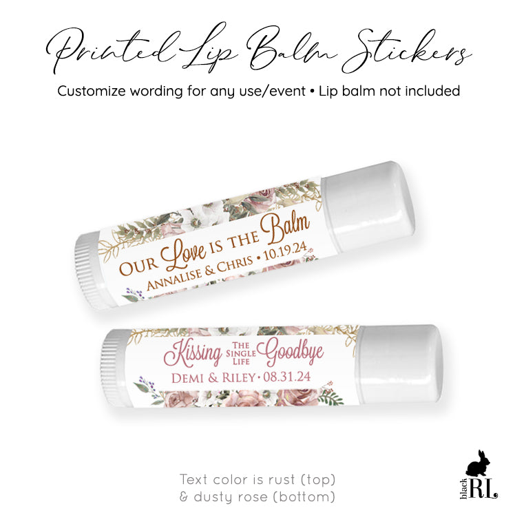 Printed Lip Balm Labels / Wild Roses Bouquet - RA22