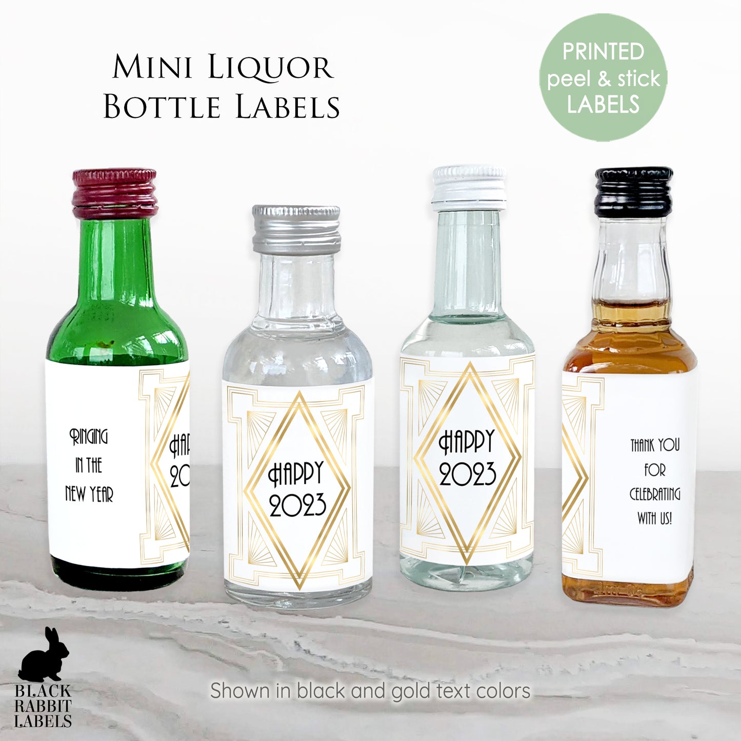 Printed Mini Liquor Bottle Labels / Roaring 20's RT21