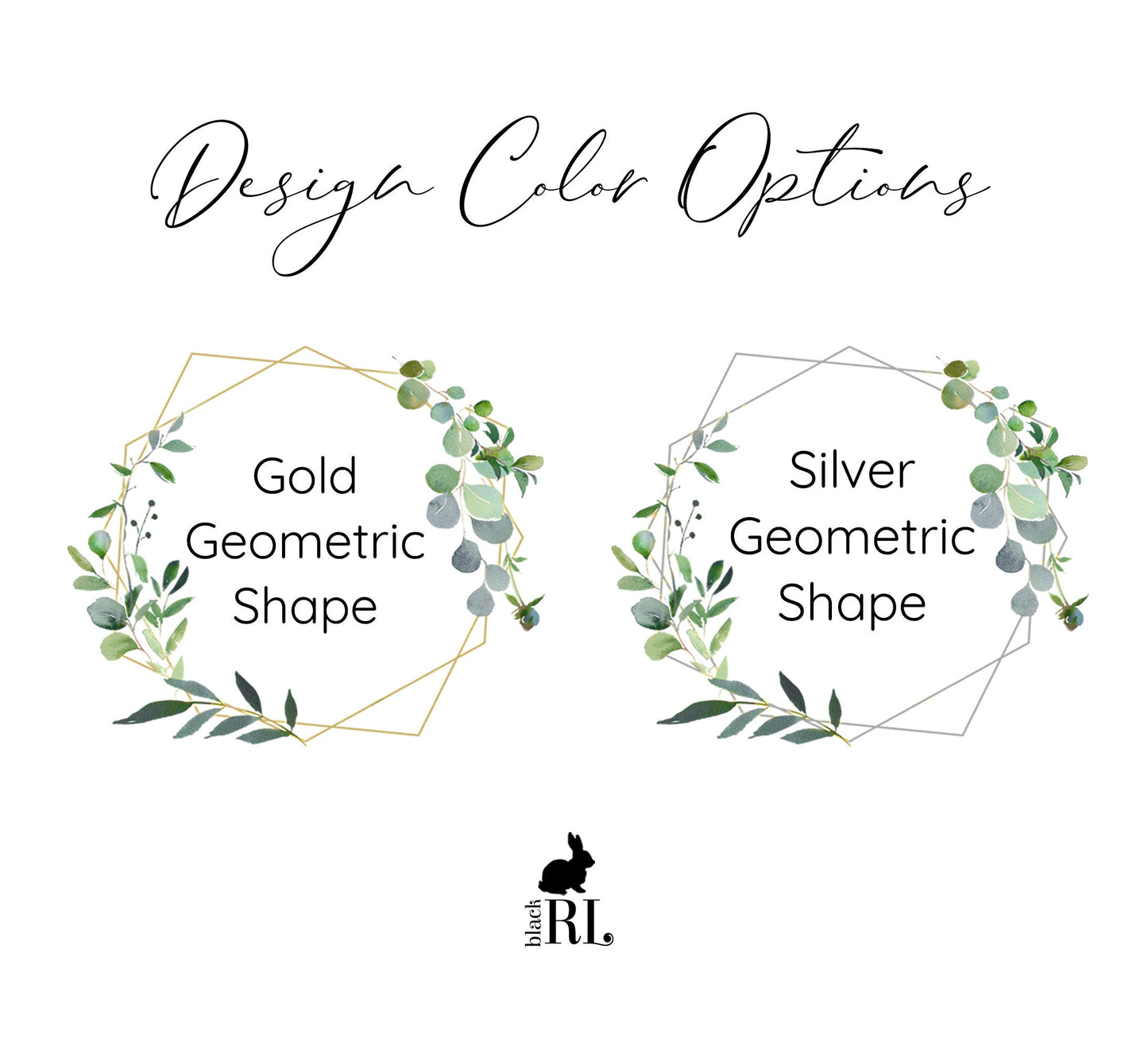 Printed Personalized Water Bottle Labels / Greenery Wreath Geometric Shape - GG18