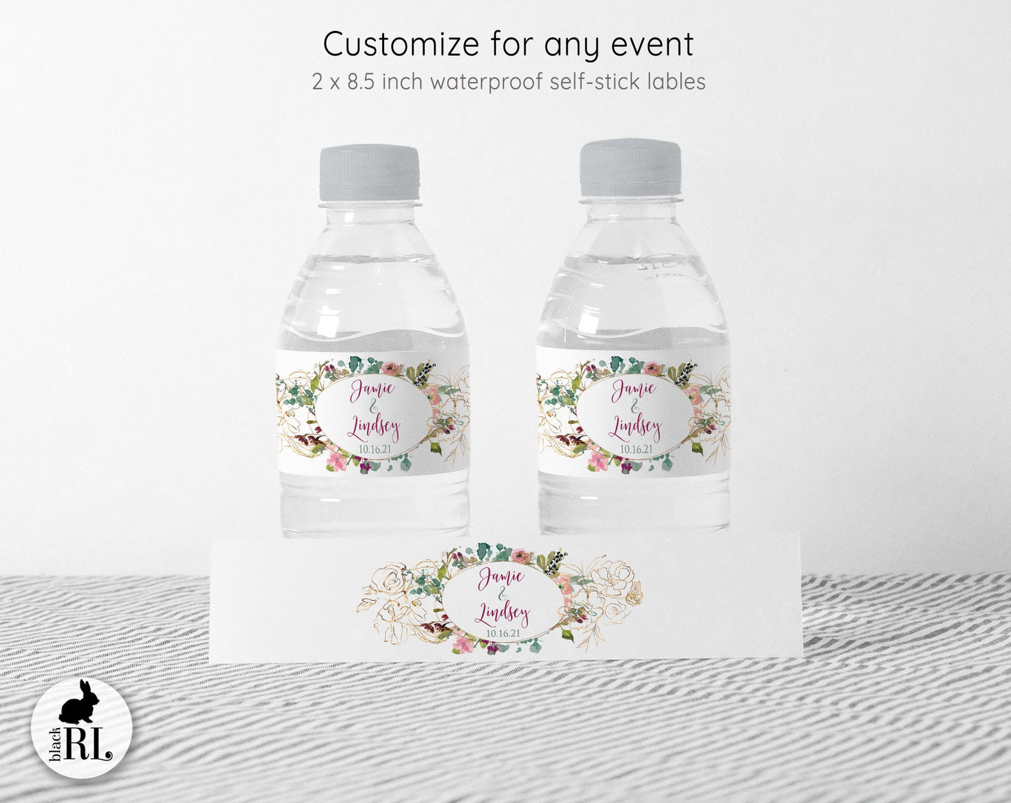 Printed Personalized Water Bottle Labels / Wildflowers - WF20