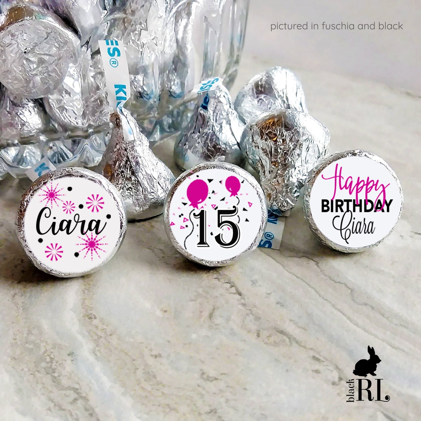Printed Chocolate Kiss Stickers / Balloons and Confetti - BK21