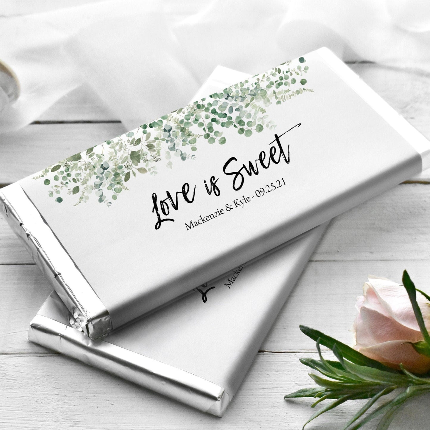 Printed Labels for Full Size Candy/Chocolate Bar / Falling Eucalyptus - FE20