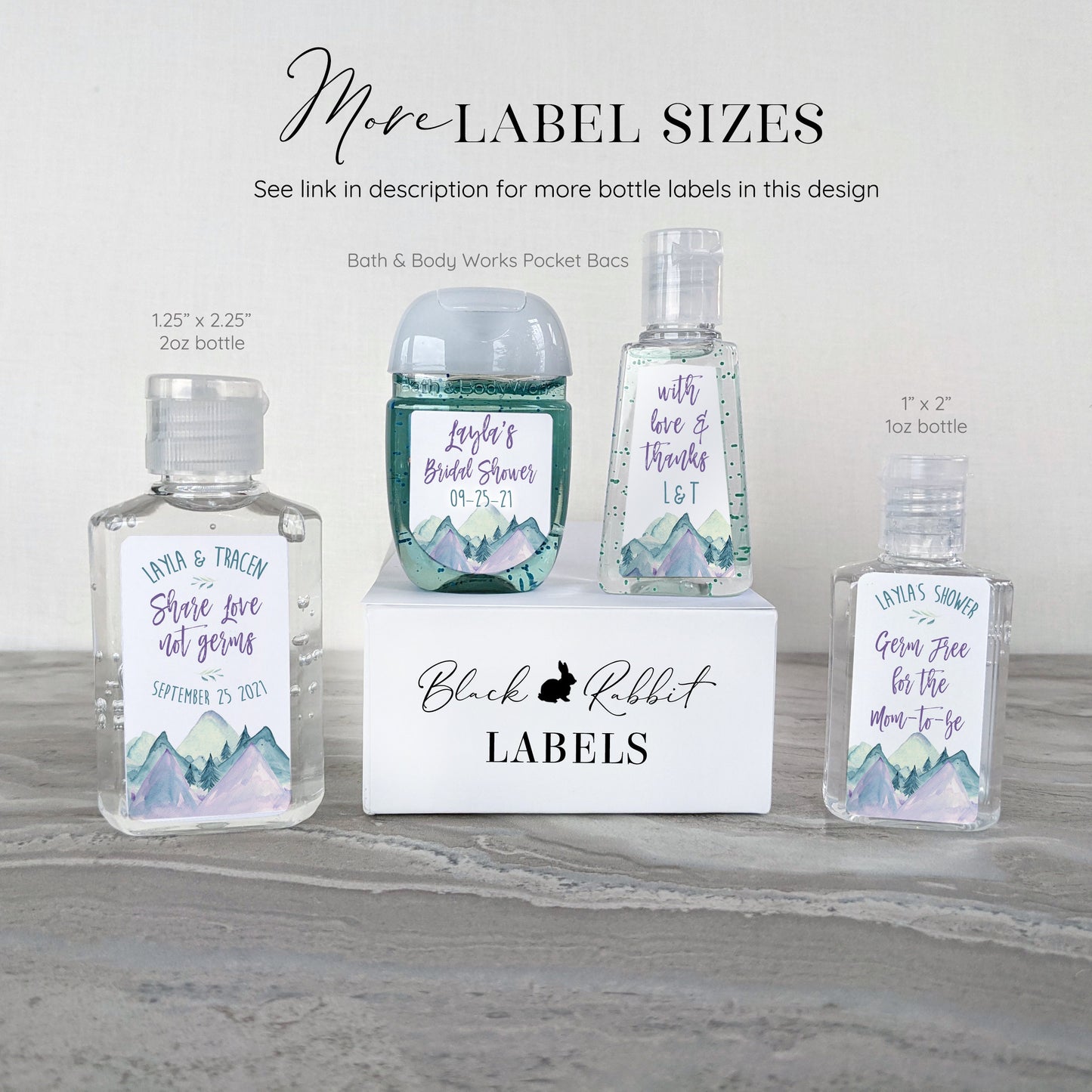 Printed Small Hand Sanitizer Labels / Mountain Landscape - MT21