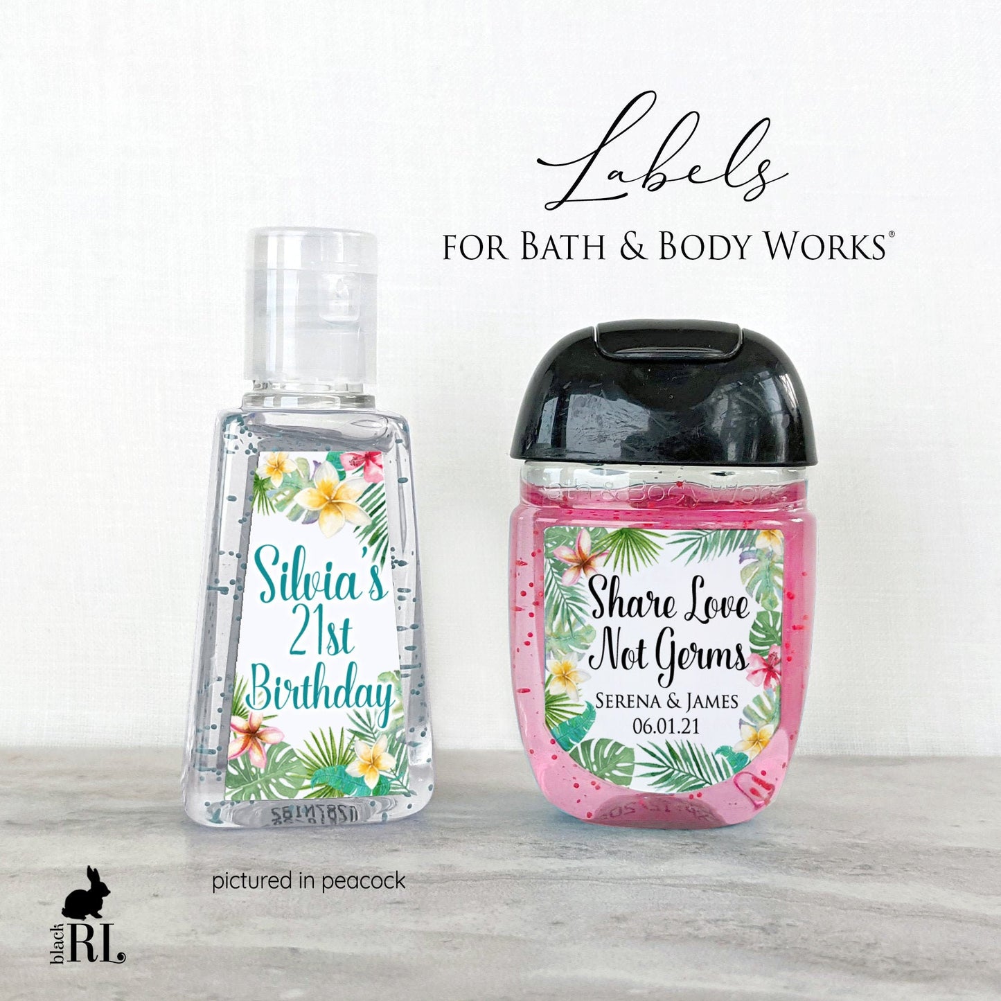 Printed Bath and Body Works® PocketBac Sanitizer Labels / Tropical Leaves - TP19