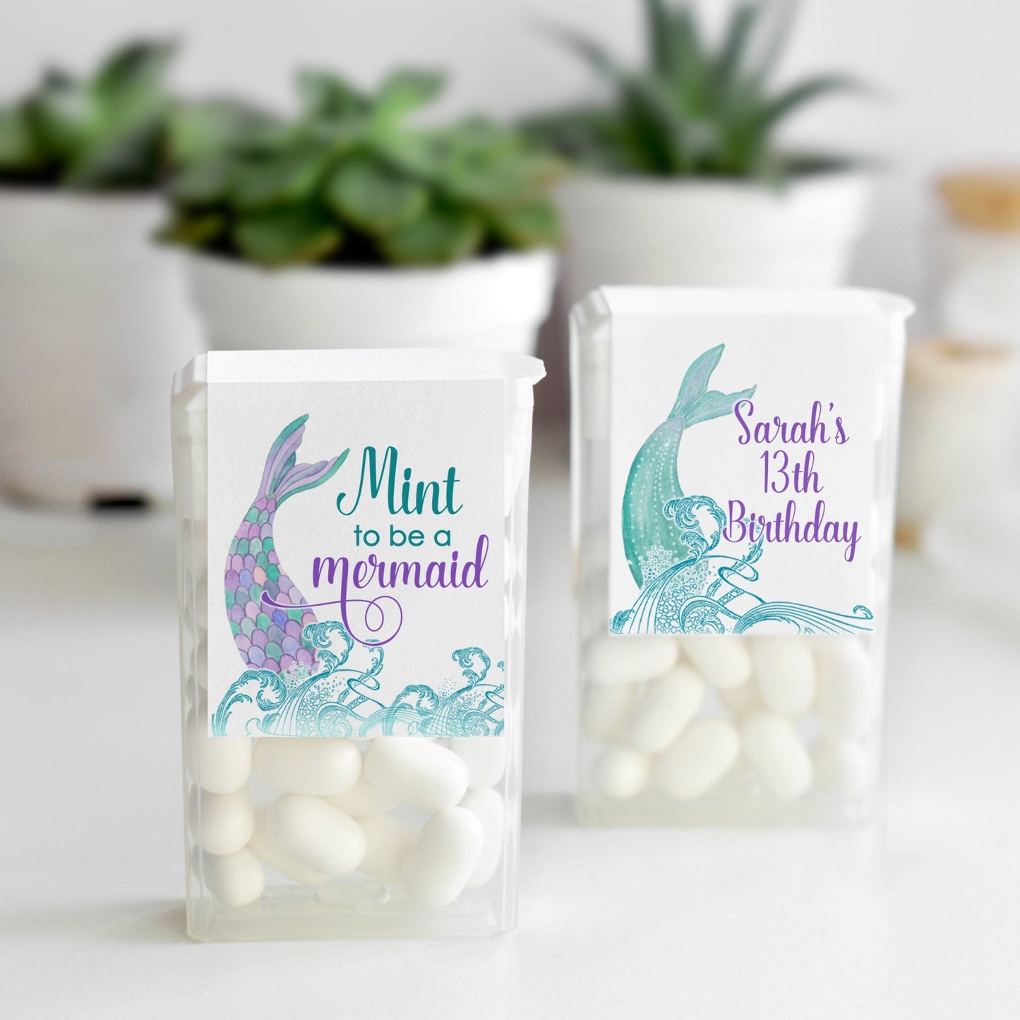 Printed Tic Tac® Labels / Mermaid Tail in Waves - MW21