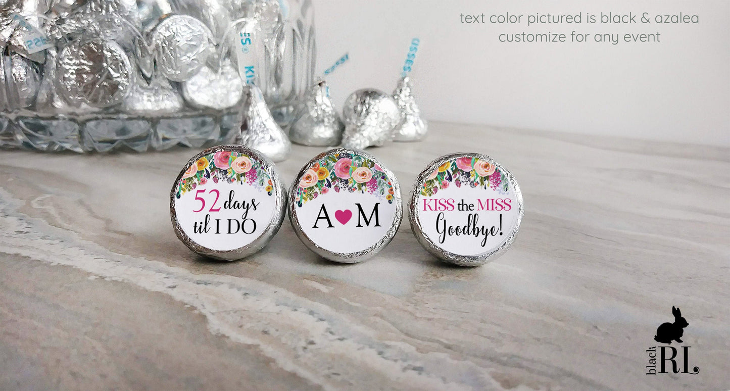 Printed Chocolate Kiss Stickers / Colorful Blossoms - CB20