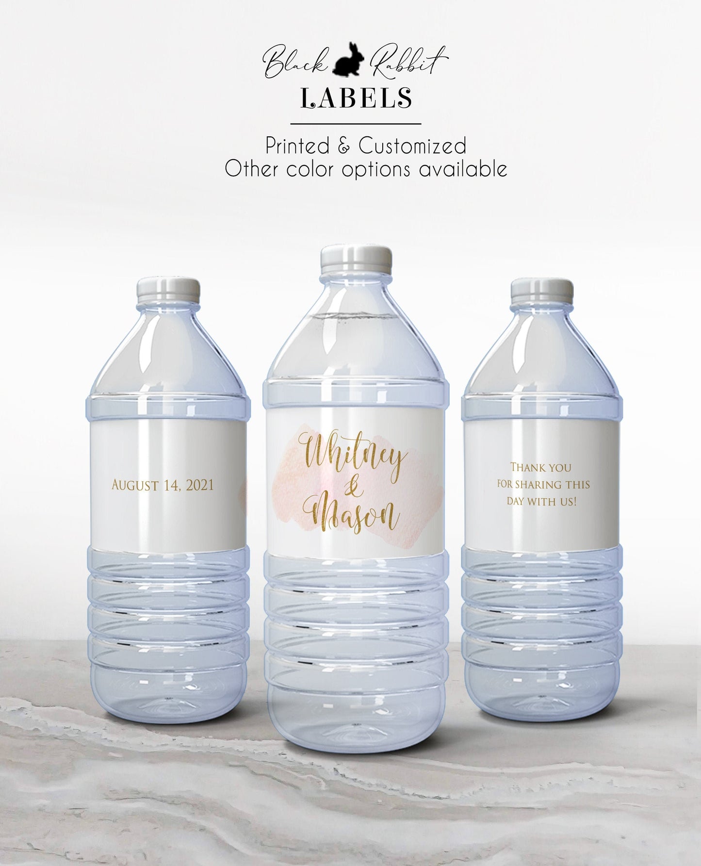 Printed Personalized Water Bottle Labels / Watercolor Wash - WC19