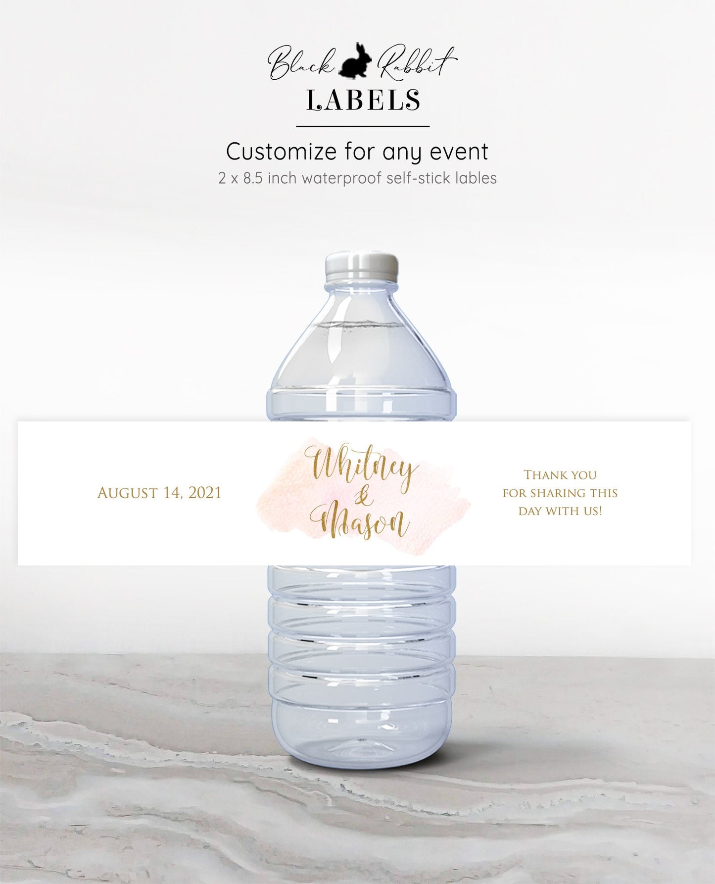 Printed Personalized Water Bottle Labels / Watercolor Wash - WC19