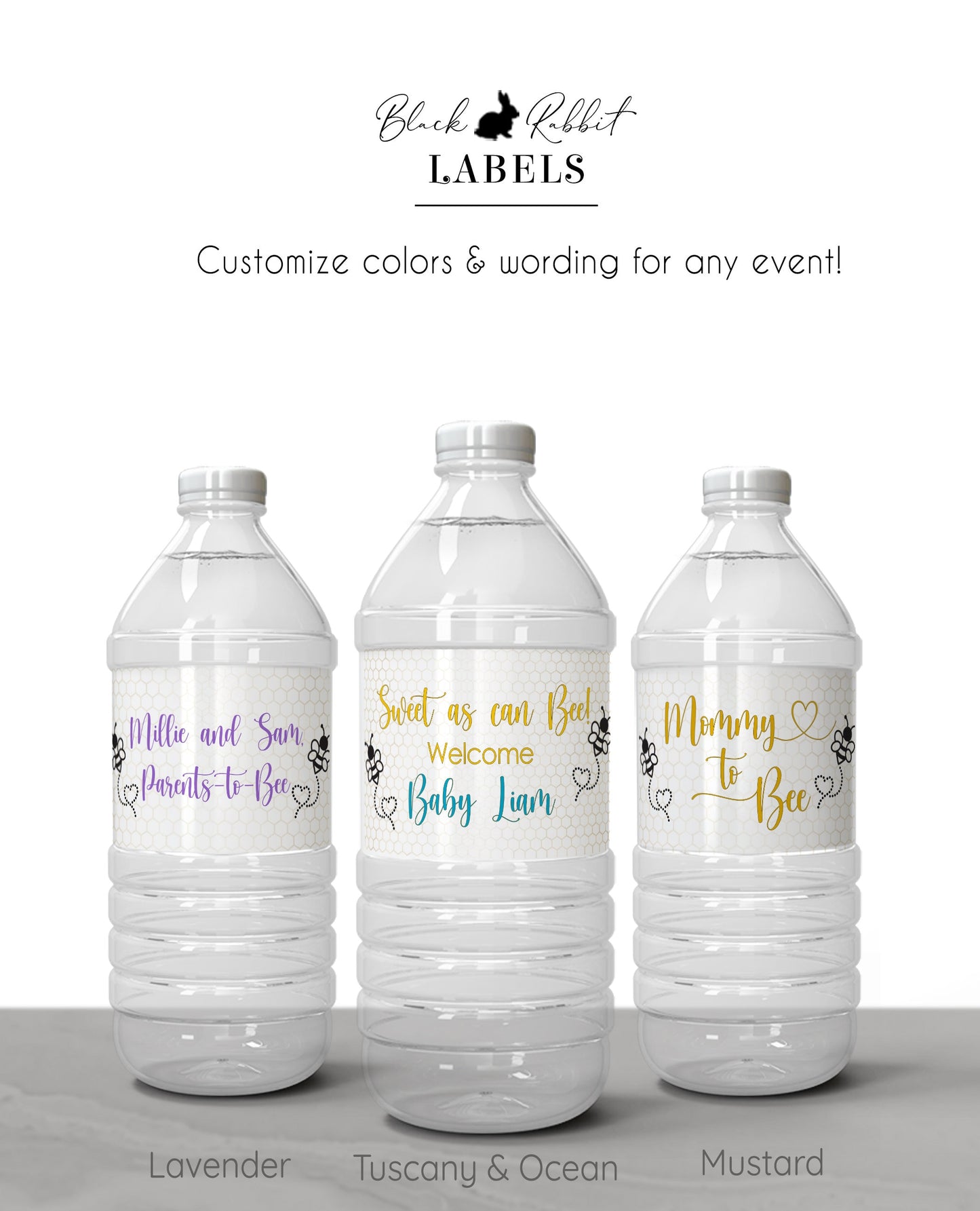 Printed Personalized Water Bottle Labels / What Will It Bee - BE21