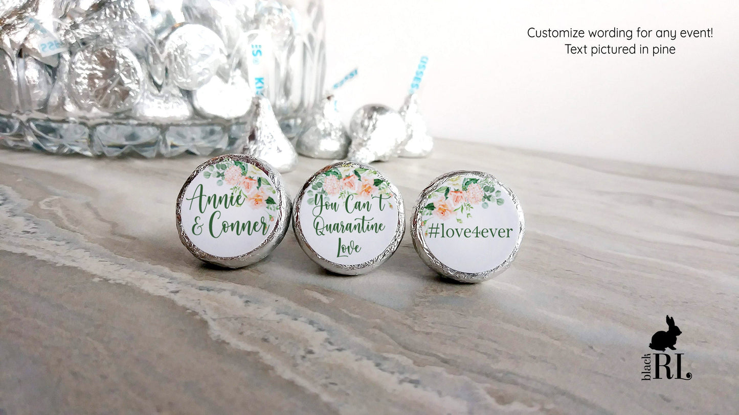 Printed Chocolate Kiss Stickers / Pink Sweet Roses - RS21
