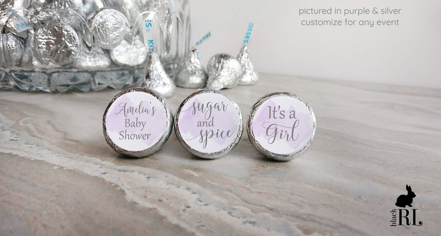 Printed Chocolate Kiss Stickers / Watercolor Wash - WC19