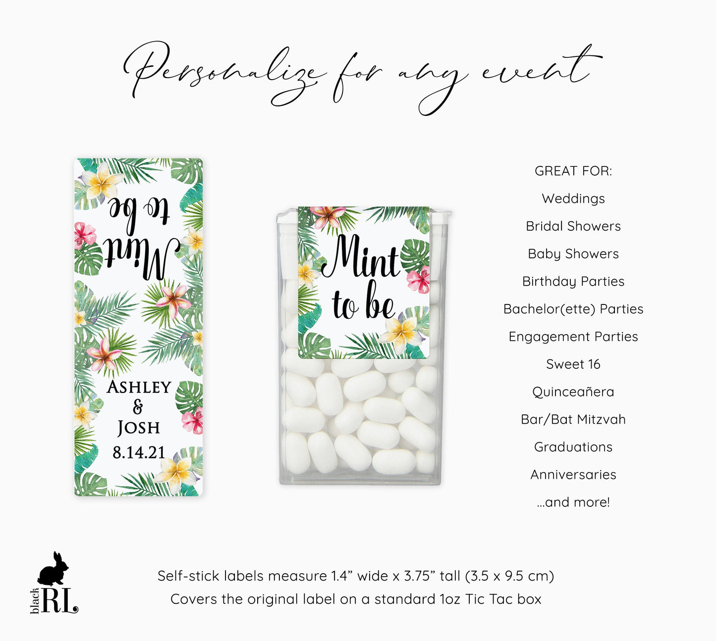 Printed Tic Tac® Labels / Tropical Flowers - TP19