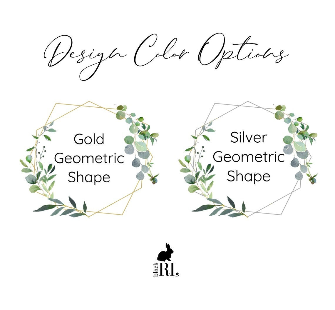 Printed Mini Liquor Bottle Labels / Greenery Wreath in Geo - GG18