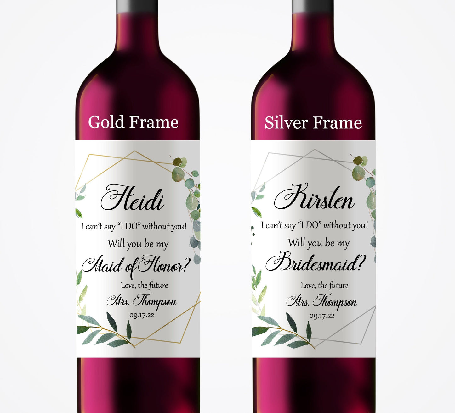 Printed Full Size Wine Labels / Greenery in Geo - GG18
