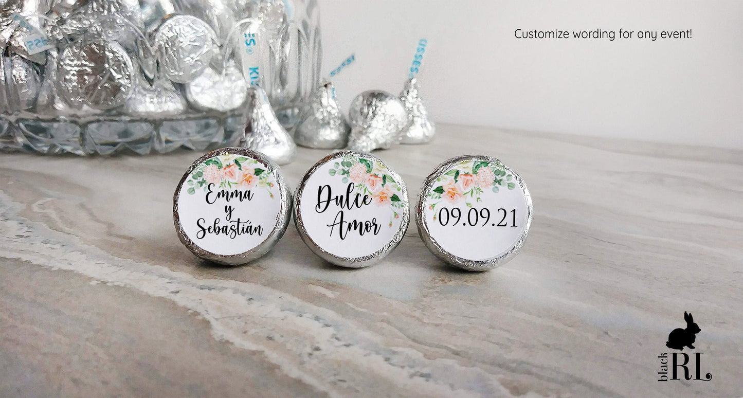 Printed Chocolate Kiss Stickers / Pink Sweet Roses - RS21