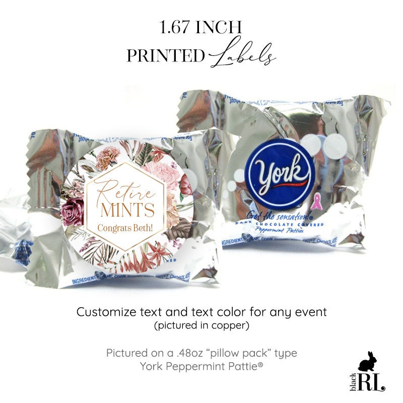 Printed York Peppermint Pattie® Favor Stickers / Bohemian Large Bloom - BH21