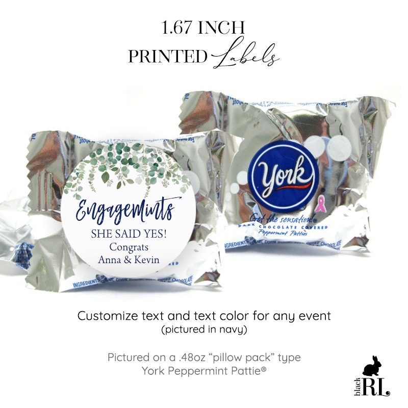Printed York Peppermint Pattie® Favor Stickers / Falling Eucalyptus - FE20
