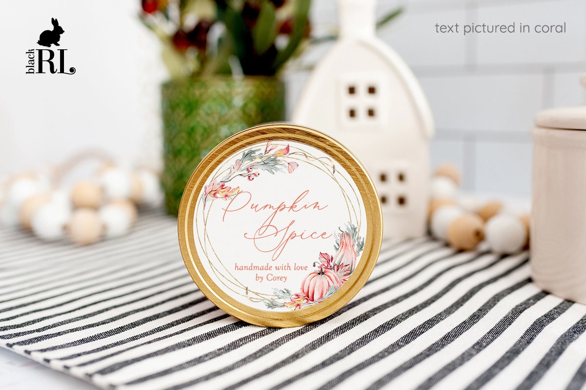 Printed Round Labels in 3 Sizes / Fall Leaves and Pumpkins - FP21