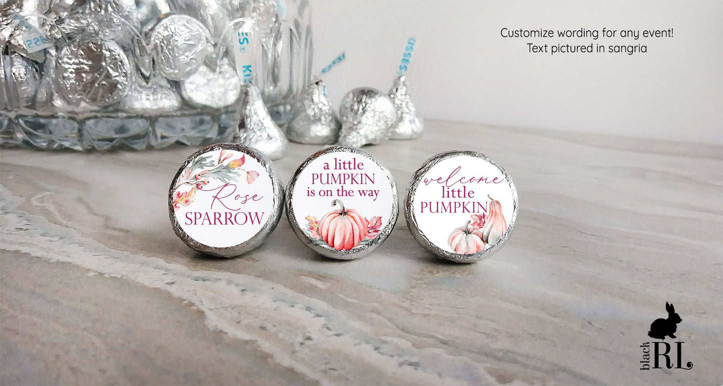 Printed Chocolate Kiss Stickers / Fall Pumpkins - FP21