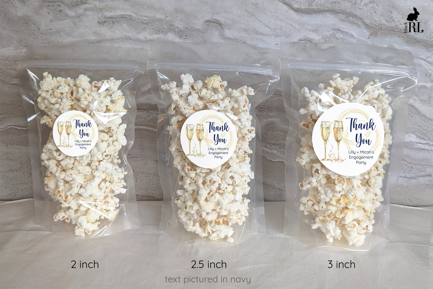 Printed Round Labels in 3 Sizes / Champagne Toast - CH21
