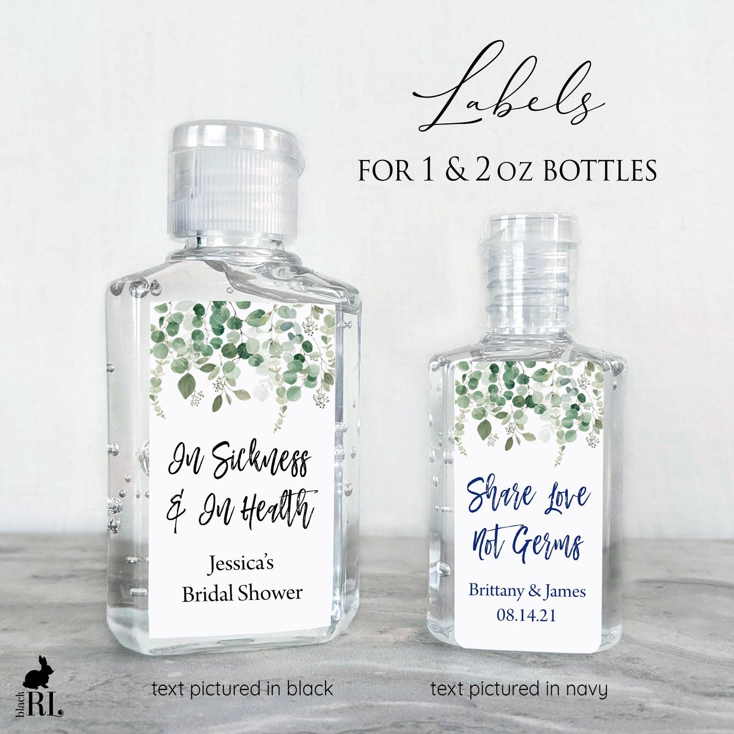 Printed Small Hand Sanitizer Labels / Falling Eucalyptus - FE20