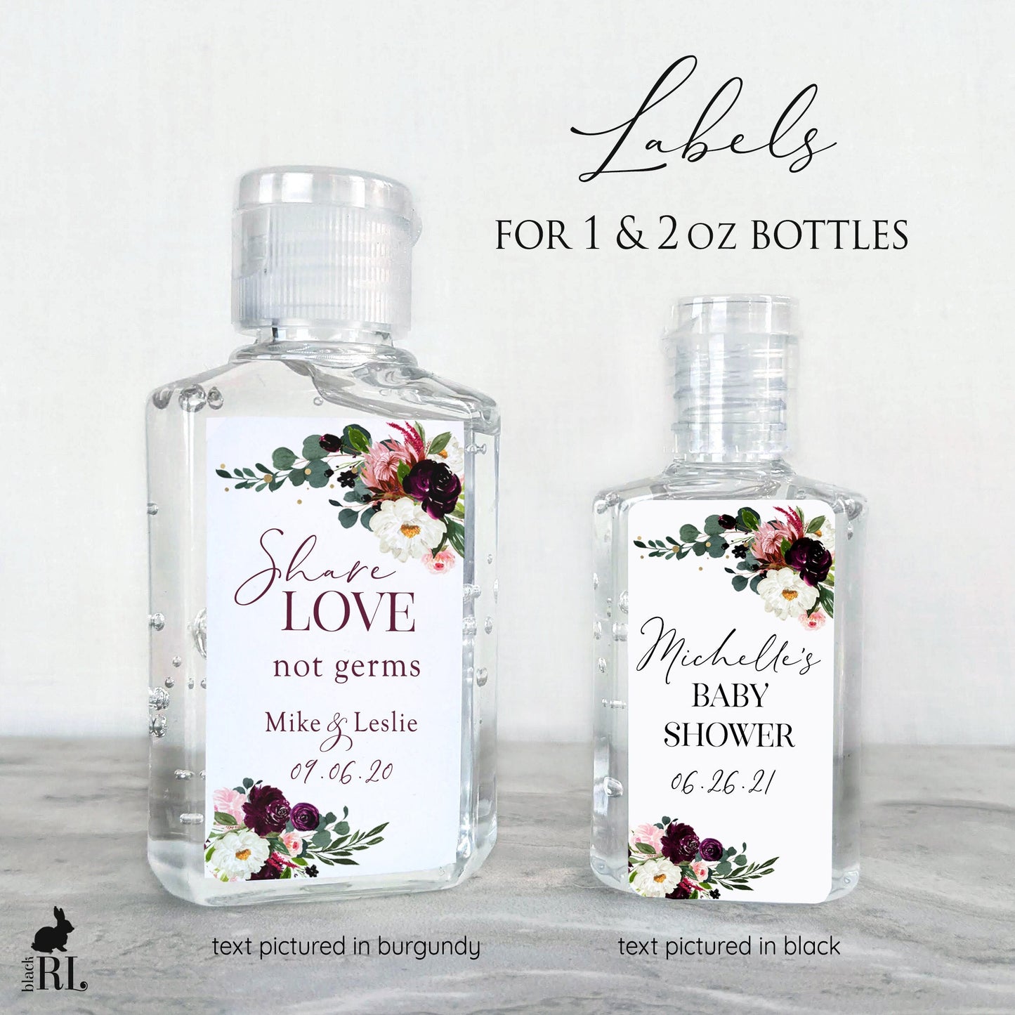 Printed Small Hand Sanitizer Labels / Brilliant Fall Bouquet - BC20