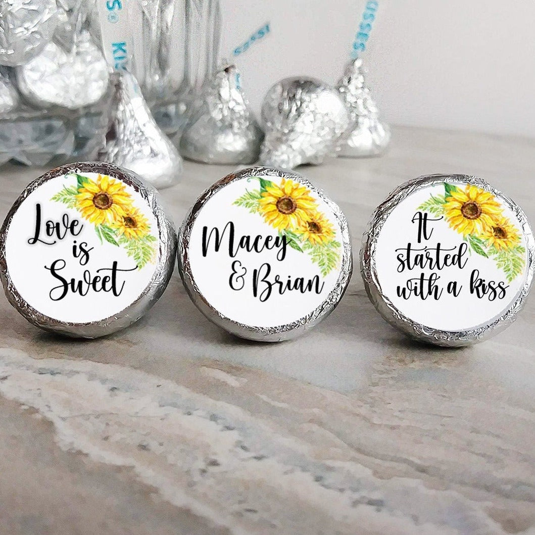Printed Chocolate Kiss Stickers / Sunflower - SF19