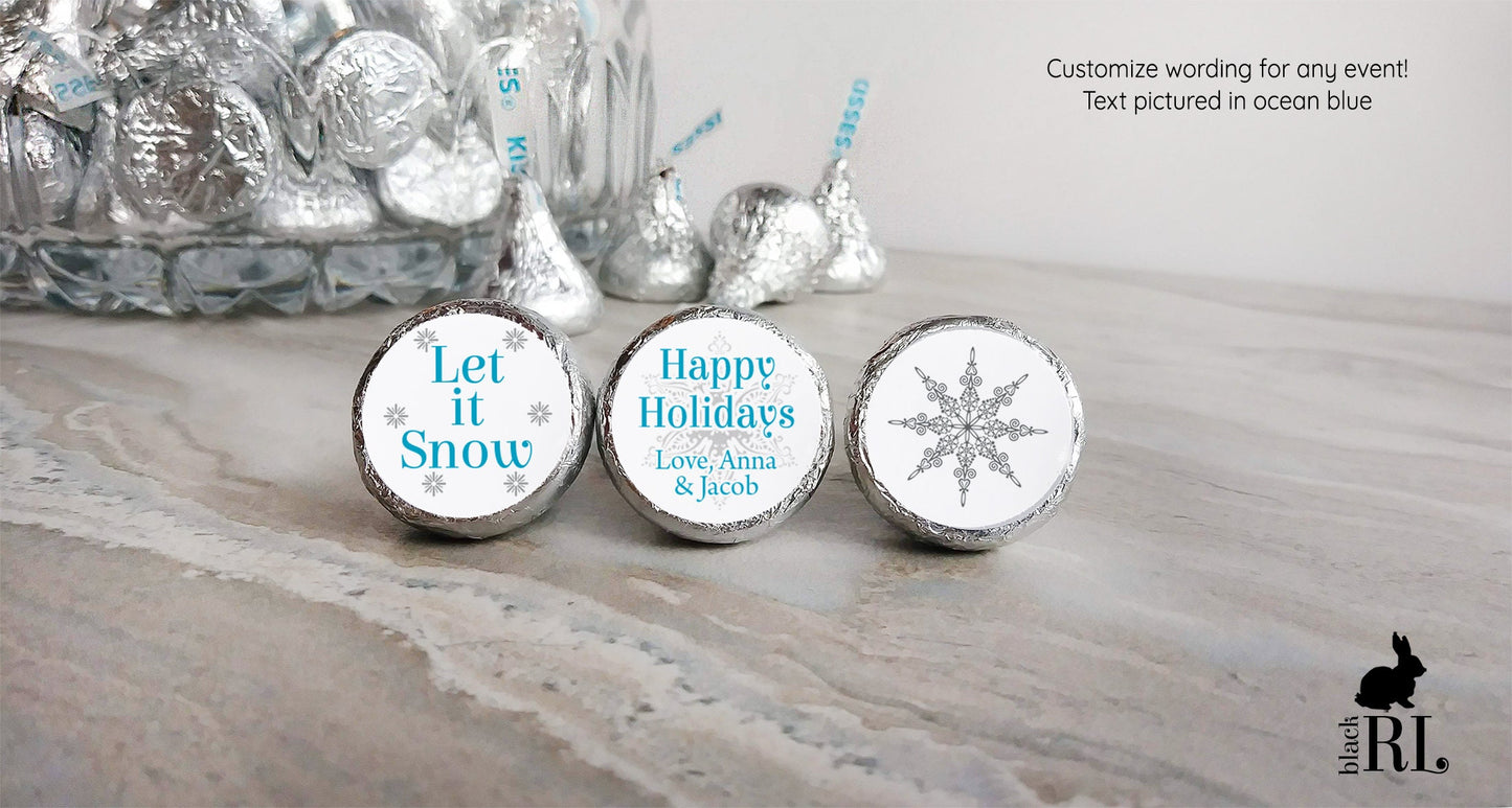 Printed Chocolate Kiss Stickers / Snowflake Label for Candy - LX18