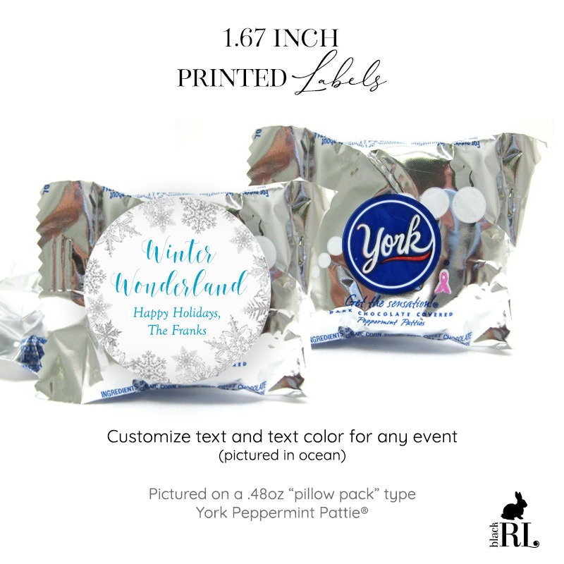 Printed York Peppermint Pattie® Favor Stickers / Lacy Snowflake - LX18