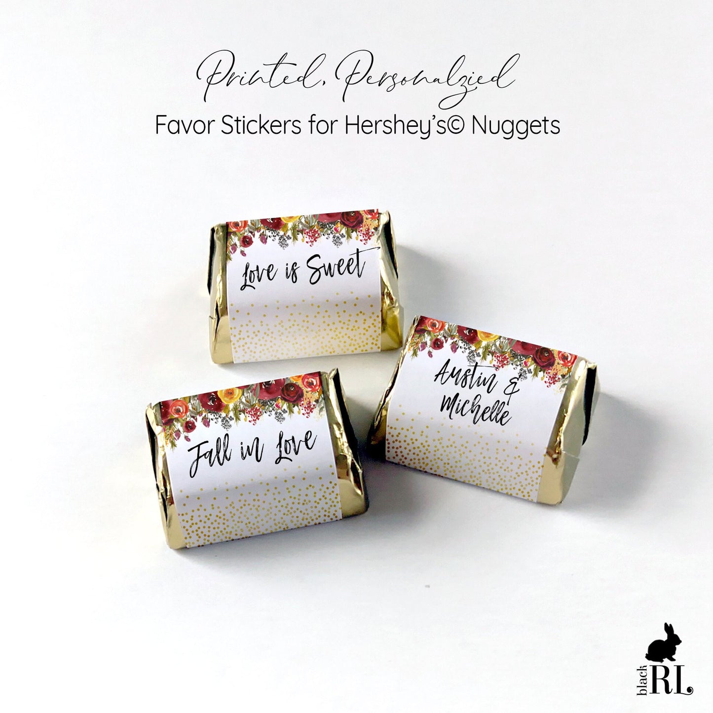 Printed Hershey's Nugget® Labels / Colorful Autumn Florals - CJ21