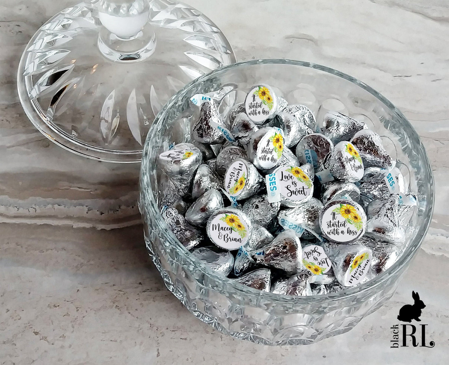 Printed Chocolate Kiss Stickers / Sunflower - SF19
