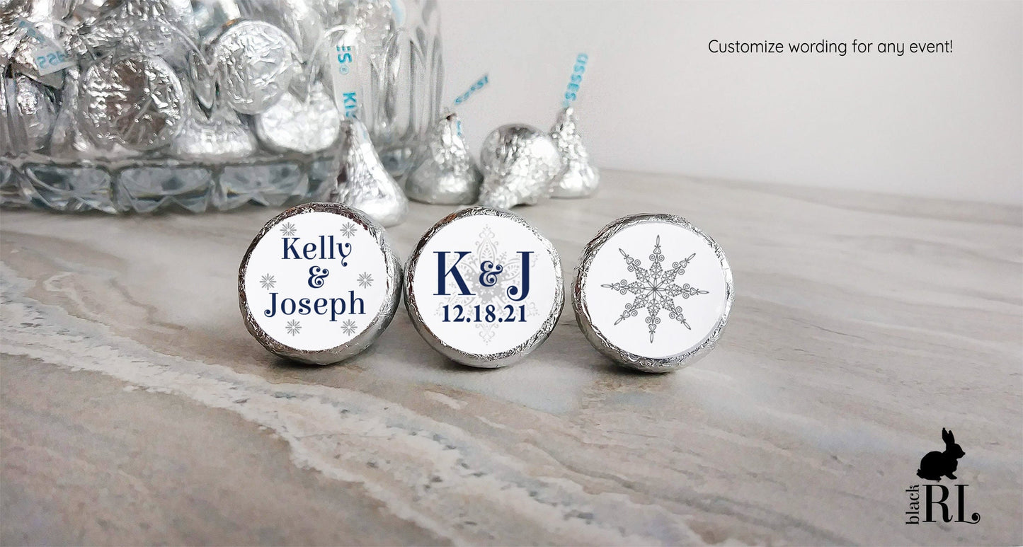 Printed Chocolate Kiss Stickers / Snowflake Label for Candy - LX18