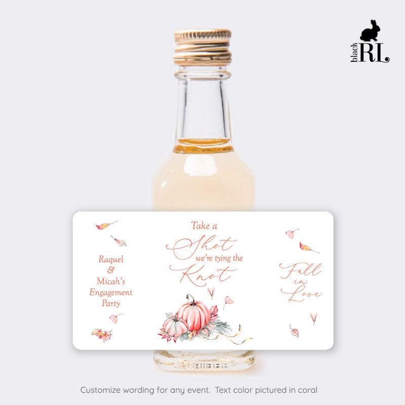 Printed Mini Liquor Bottle Labels / Fall Pumpkins - FP21