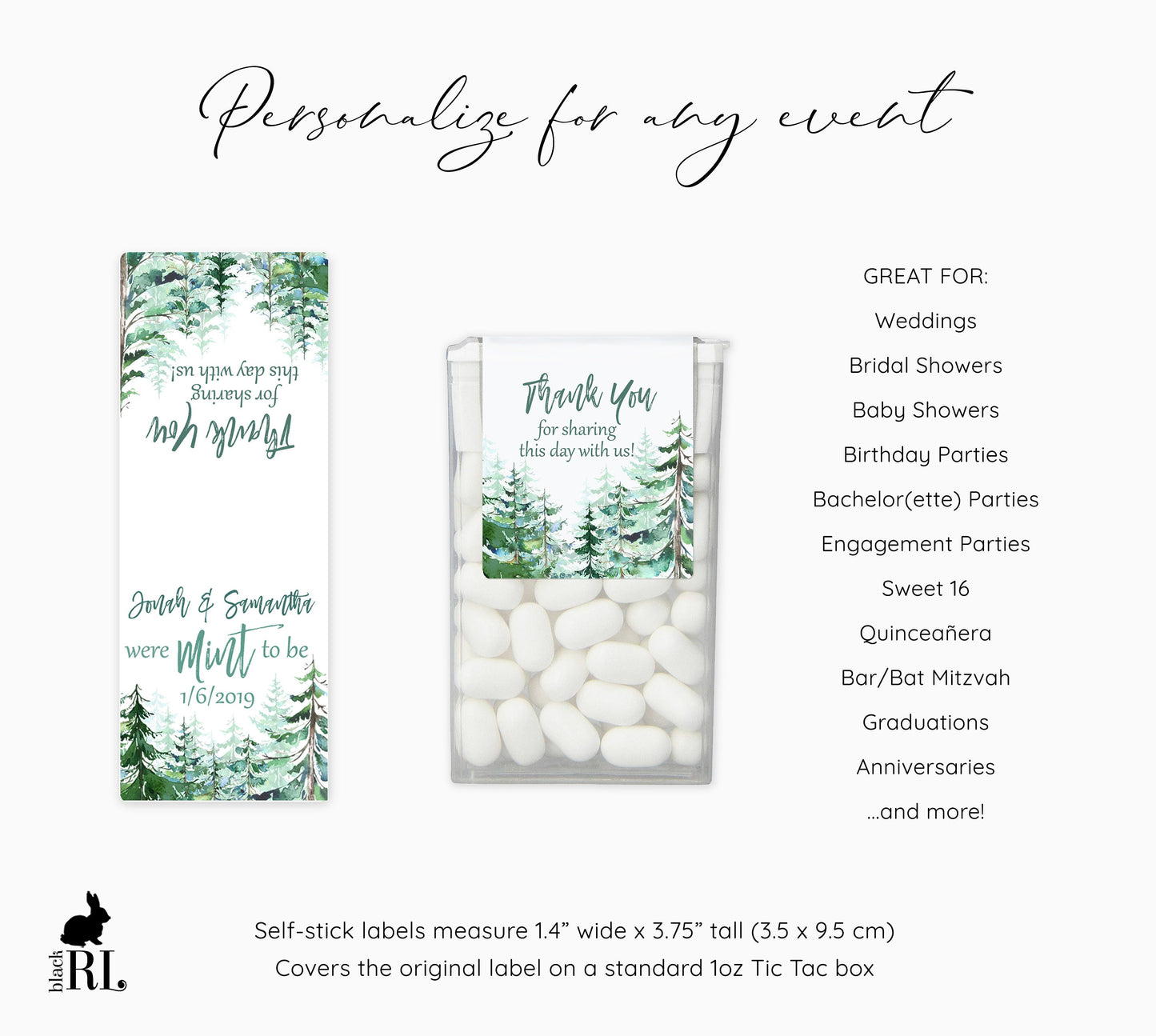 Printed Tic Tac® Labels / Evergreen Trees - TR19