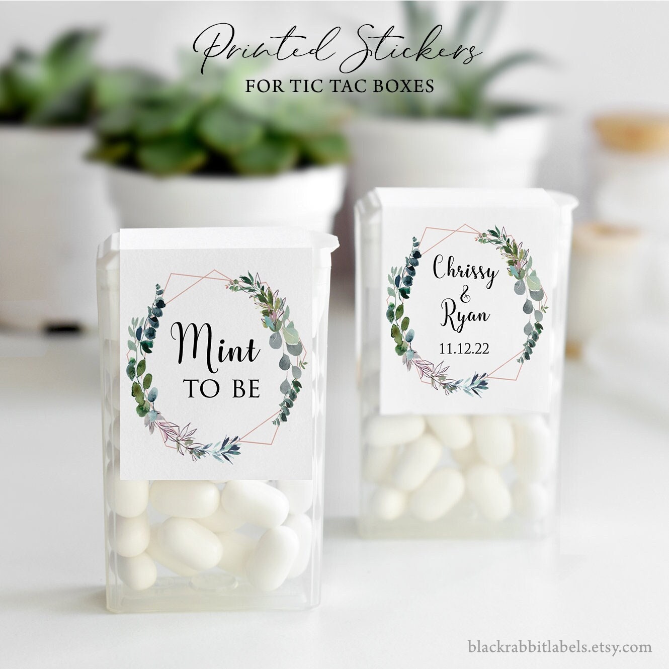 Printed Tic Tac® Labels / Spring Wreath Geometric Shape - SW19