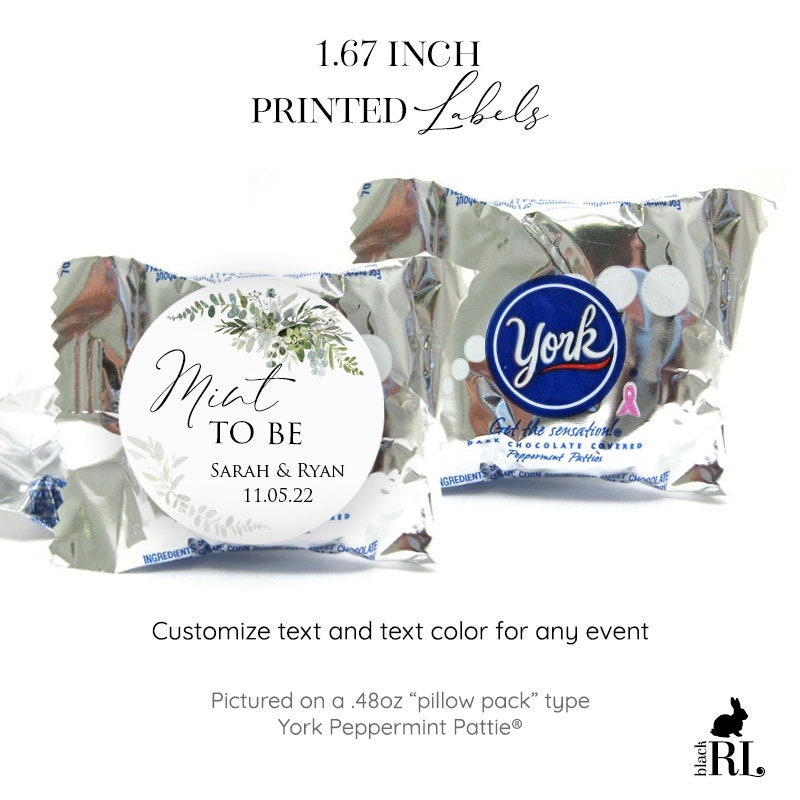 Printed York Peppermint Pattie® Favor Stickers / Greenery Bouquet - GE20
