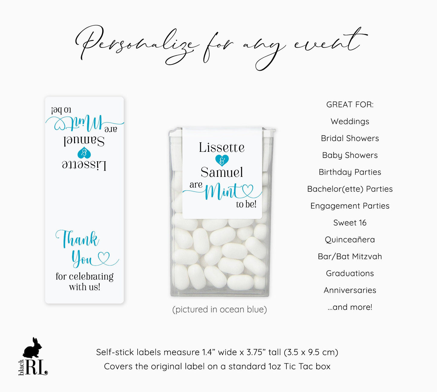 Printed Tic Tac® Labels / Modern Script Heart - SS21