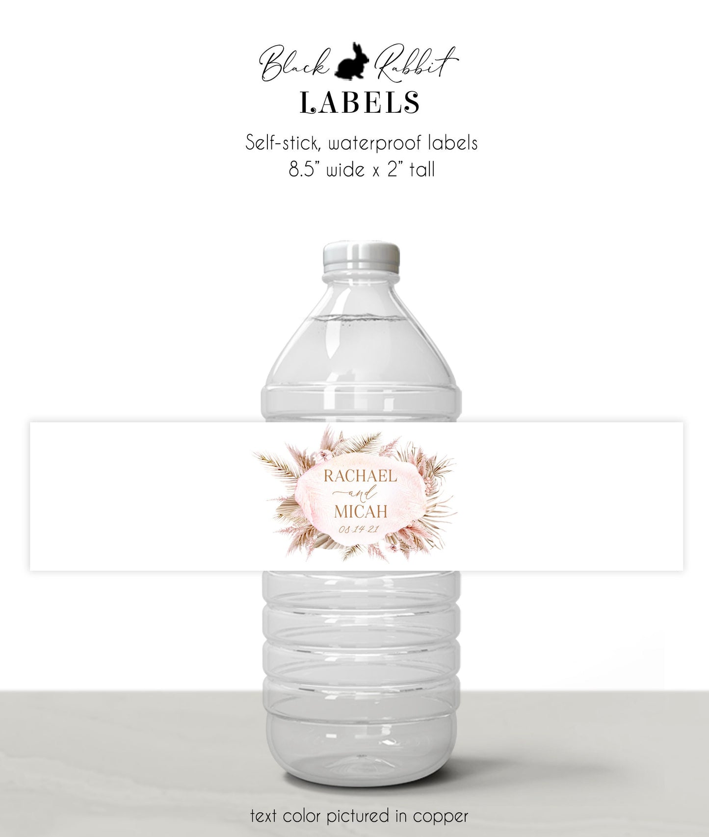 Printed Personalized Water Bottle Labels / Pampas Grass - PM21