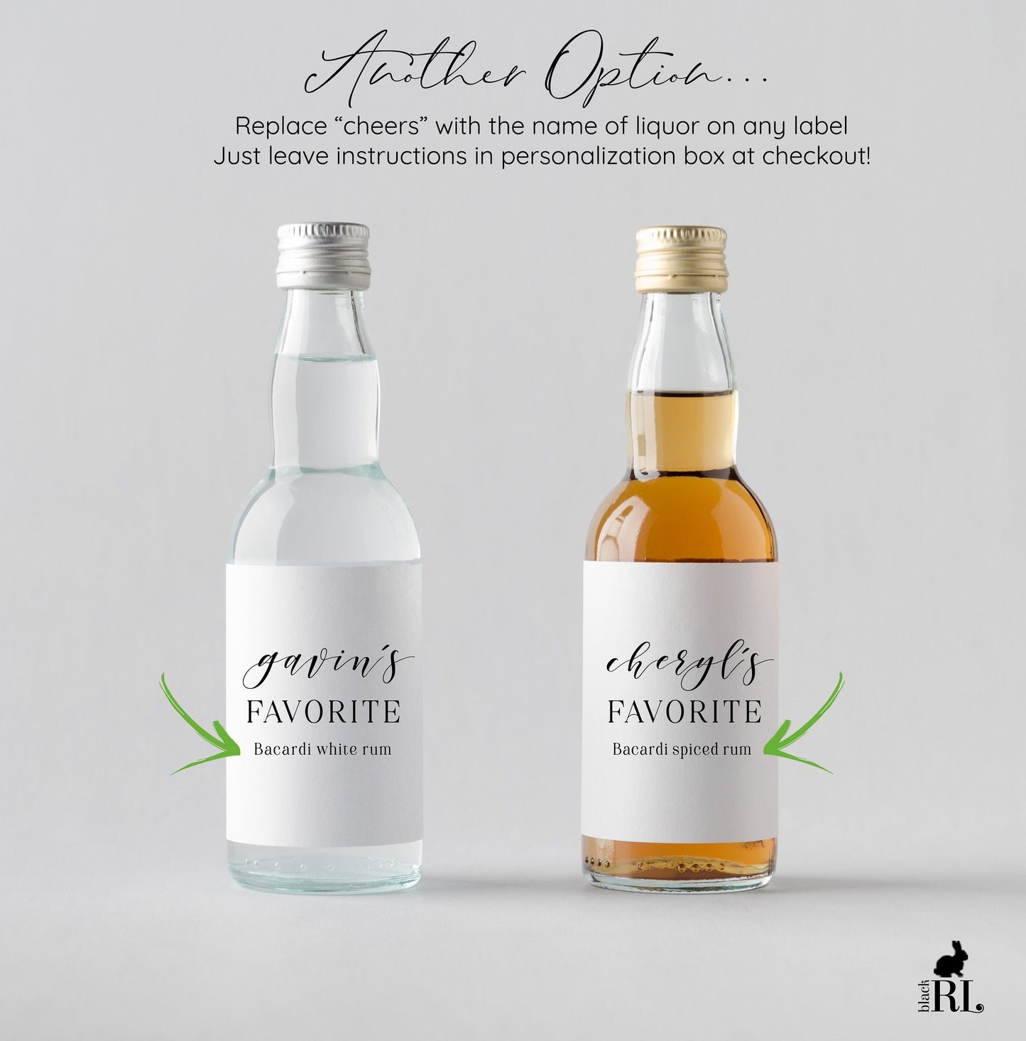 Printed His and Her Favorite Mini Liquor Labels / Modern Script - MF18