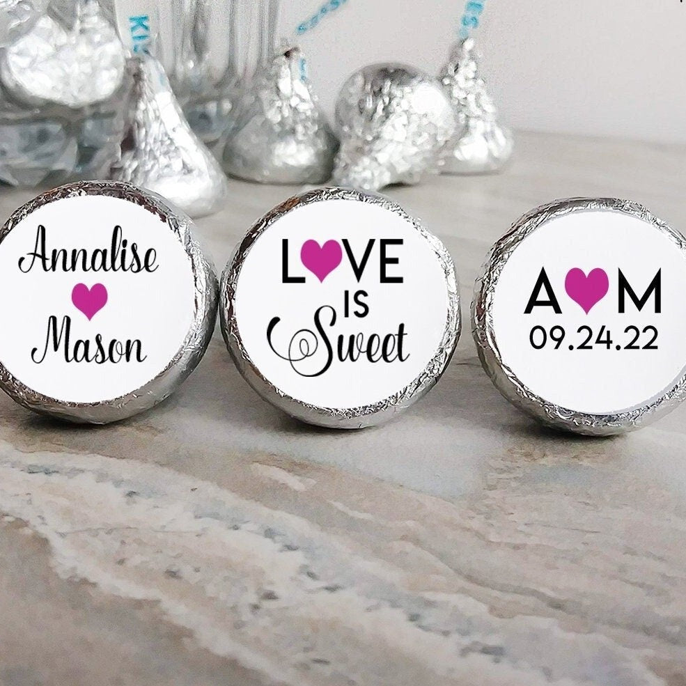 Printed Chocolate Kiss Stickers / Scrolly Modern Heart - SM20