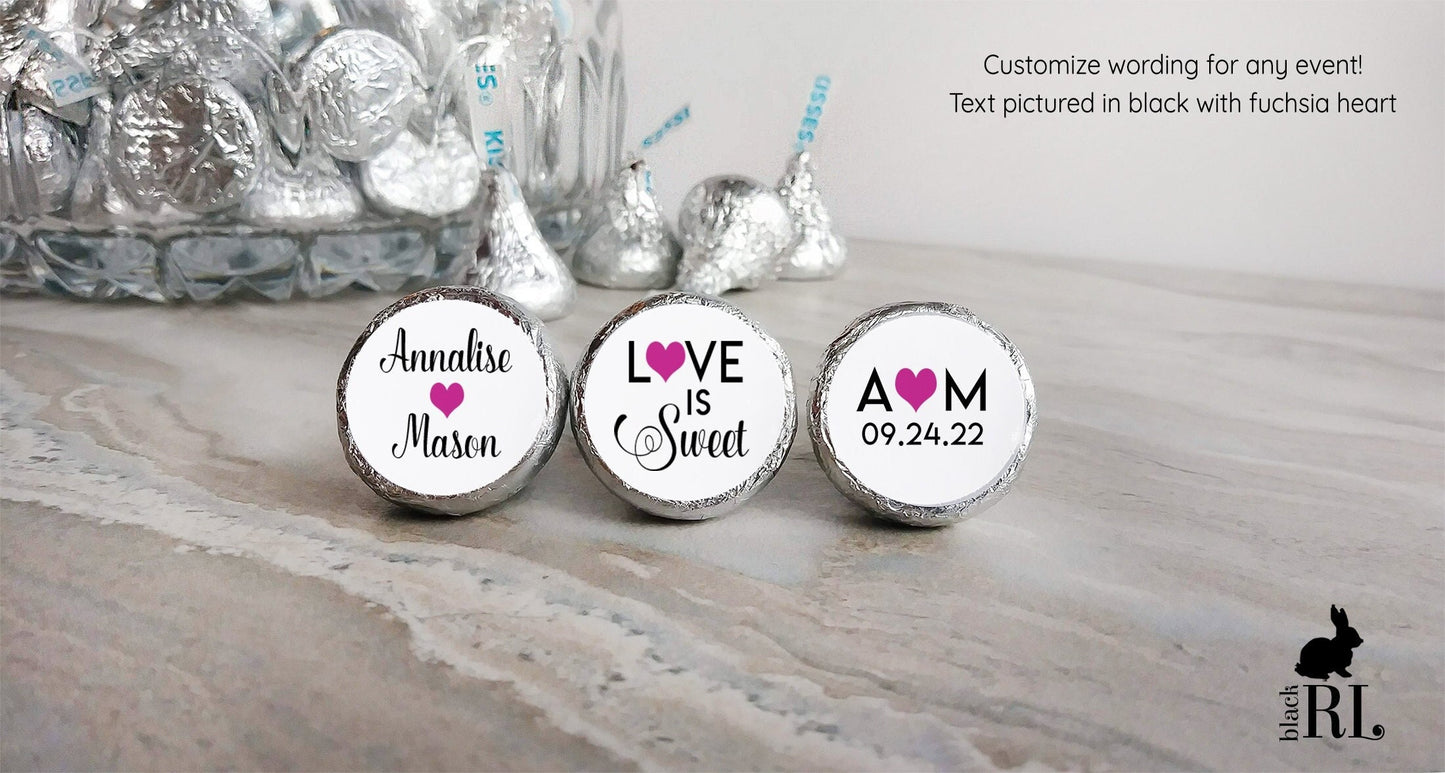 Printed Chocolate Kiss Stickers / Scrolly Modern Heart - SM20