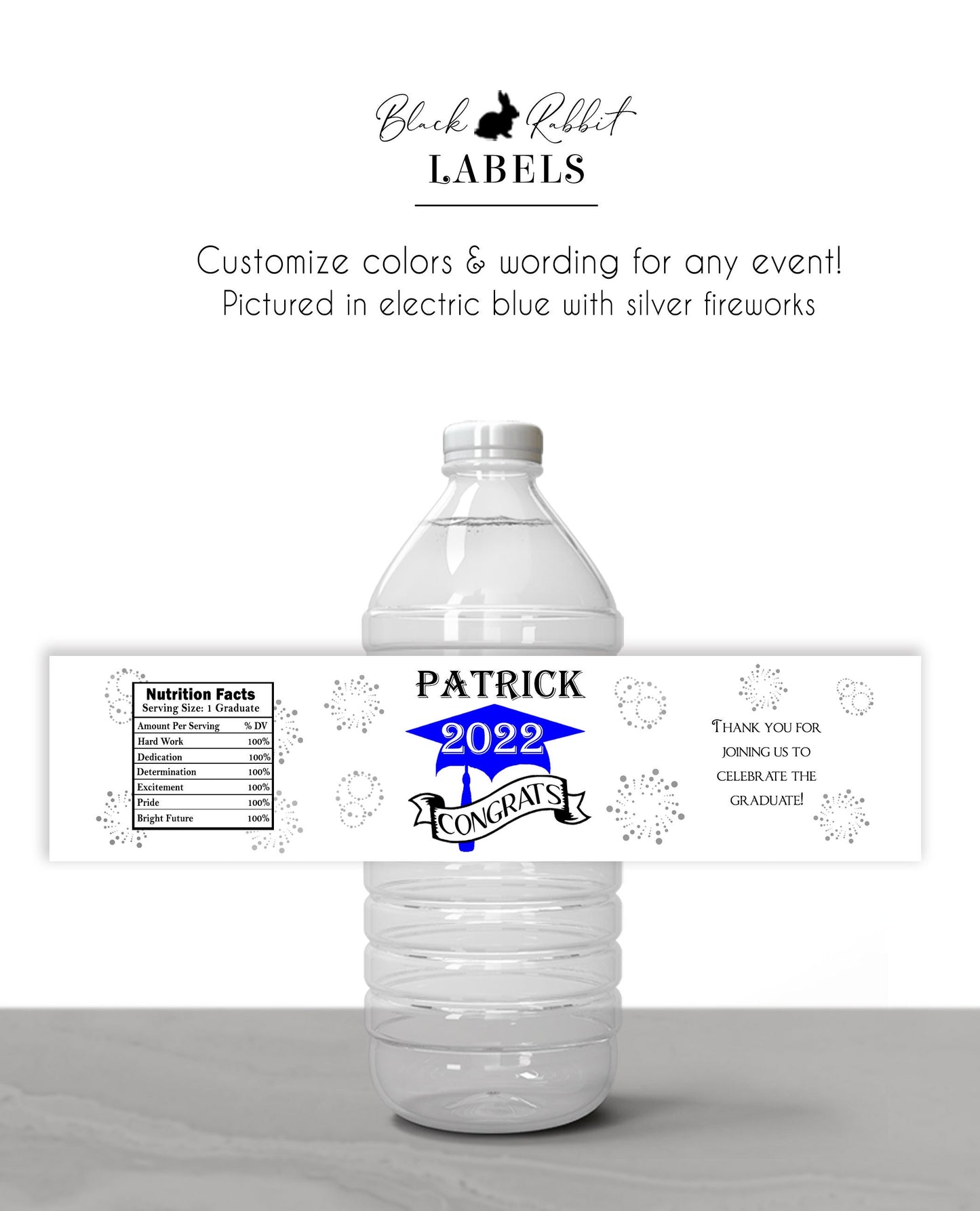 Printed Personalized Water Bottle Labels / Graduation - GD22