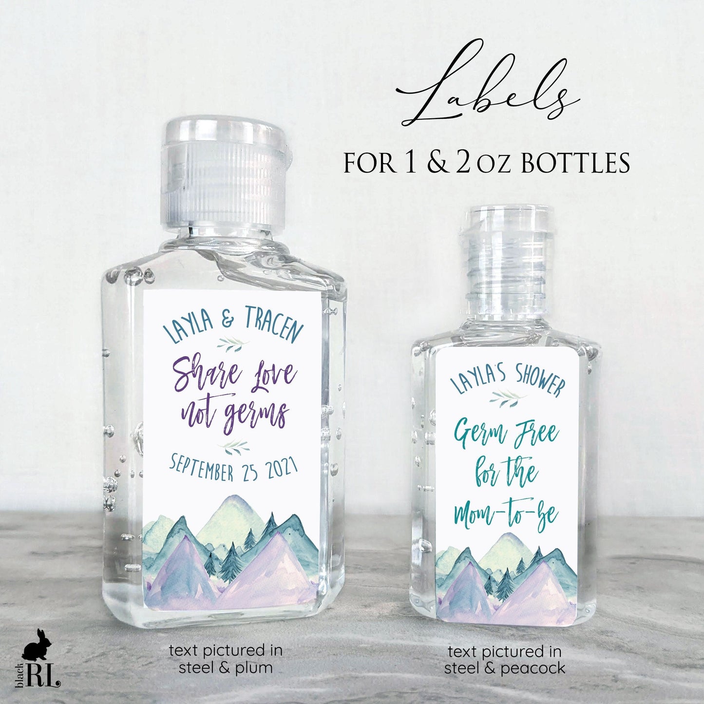 Printed Small Hand Sanitizer Labels / Mountain Landscape - MT21