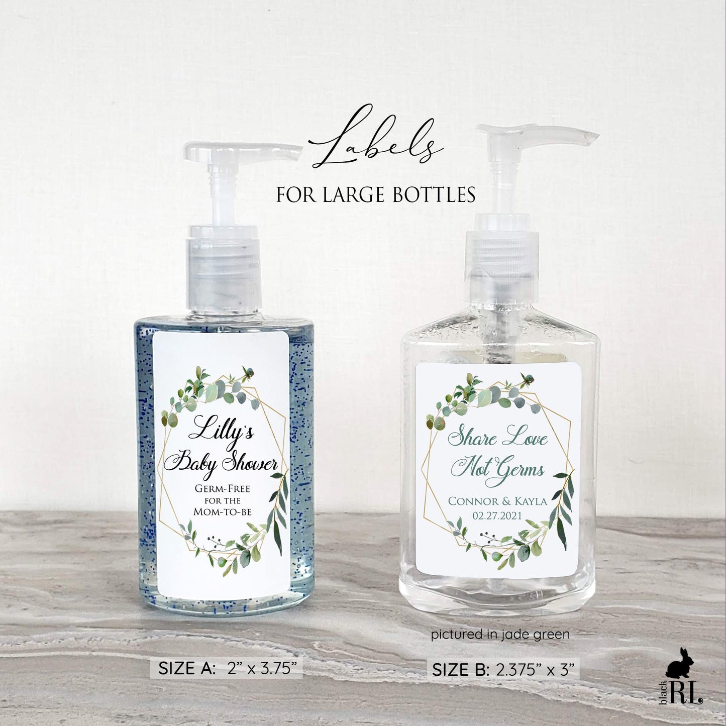 Printed Large Hand Sanitizer Labels / Greenery in Geo - GG18