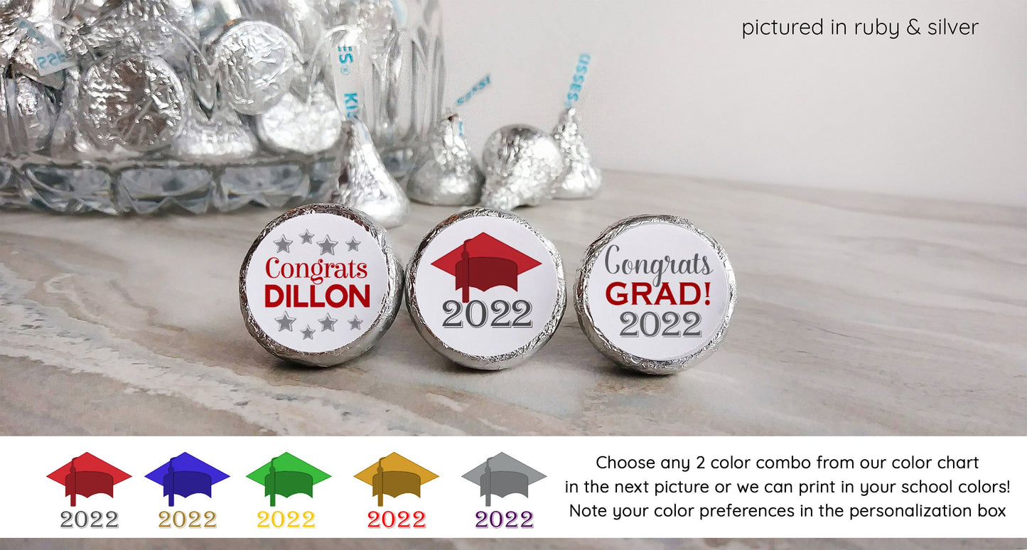 Printed Chocolate Kiss Stickers / Graduation - GD22